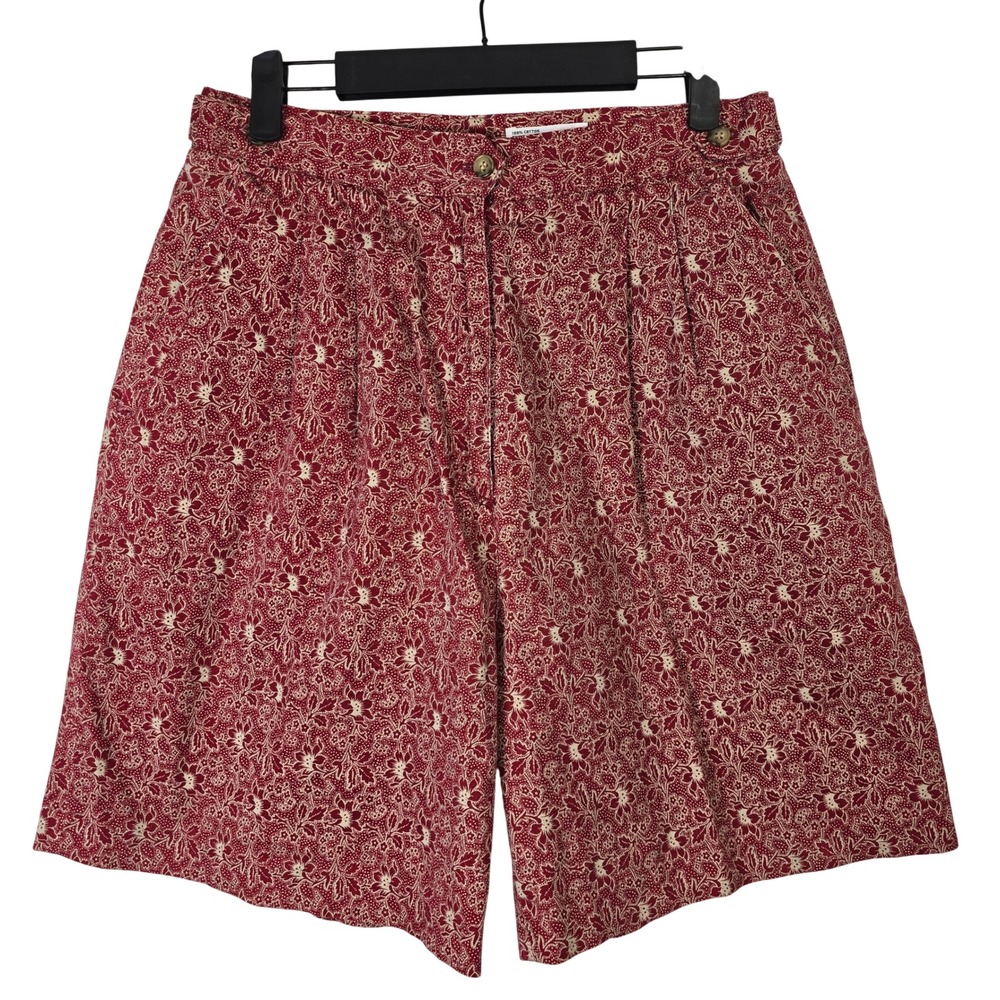Izod Club‎ Womens Size 10 Red Floral Print Pleated Golf Shorts